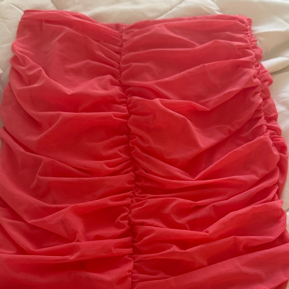 NWT Ohpolly coral pink Ruched Skirt